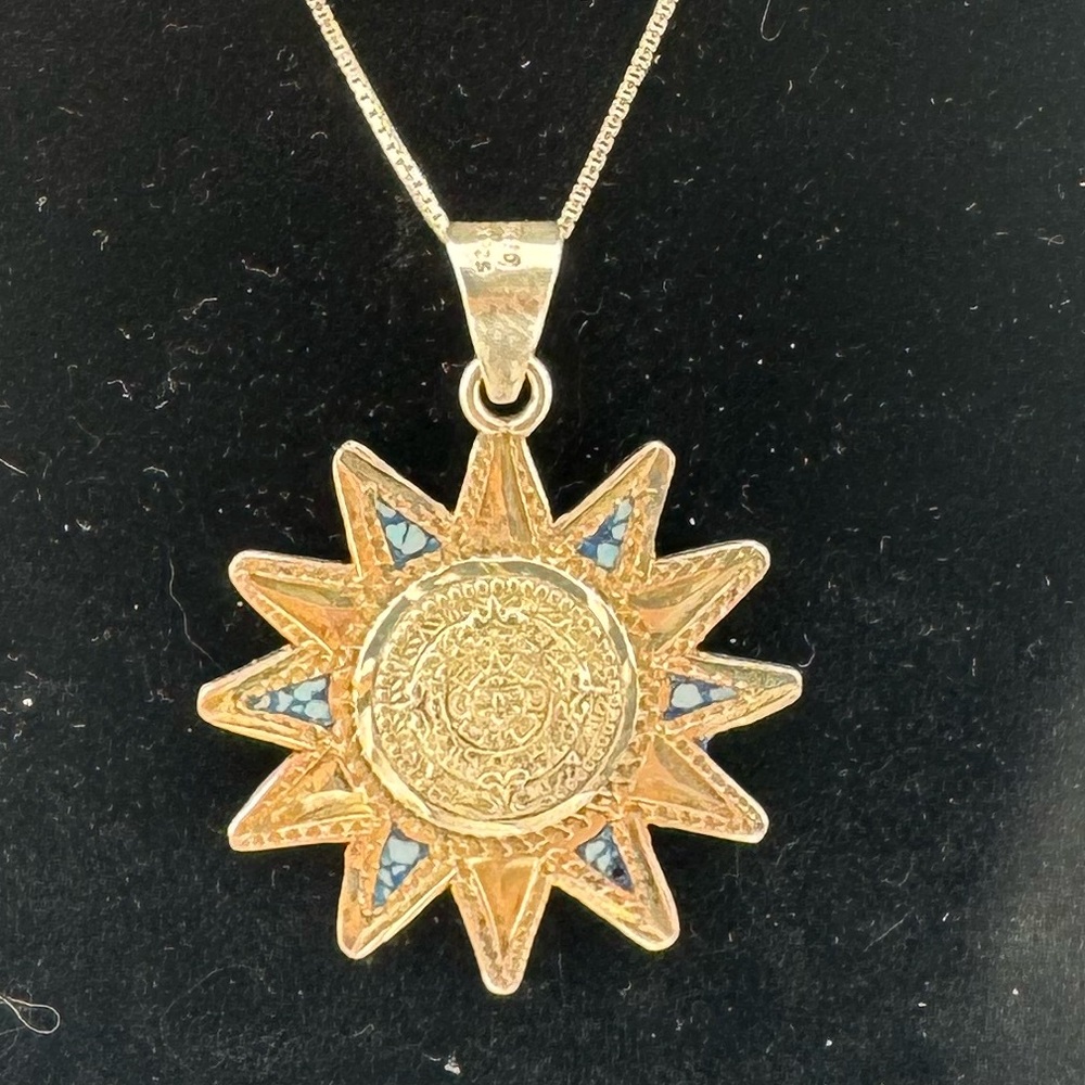 Starburst Pendant Necklace Mex‎ 925 Sterling Stamped OC 80